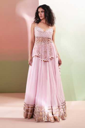 Buy Priyanka Jain Pink Chanderi, Shantoon Sweetheart Neck Noorani Embroidered Lehenga Set Online at Aza Fashions Buy_Priyanka Jain_Pink Chanderi, Shantoon Sweetheart Neck Noorani Embroidered Lehenga Set _Online_at_Aza_Fashions