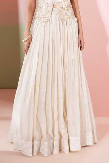 Priyanka Jain Ivory Chanderi, Shantoon Sweetheart Neck Mogra Embroidered Blouse And Lehenga Set at Aza Fashions Priyanka Jain_Ivory Chanderi, Shantoon Sweetheart Neck Mogra Embroidered Blouse And Lehenga Set _at_Aza_Fashions