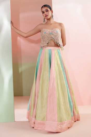 Priyanka Jain Rang E Meher Colorblock Lehenga & Blouse Set 