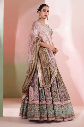 Buy Priyanka Jain Multi Color Tissue, Shantoon Sweetheart Neck Innaya Embellished Lehenga Set Online at Aza Fashions Buy_Priyanka Jain_Multi Color Tissue, Shantoon Sweetheart Neck Innaya Embellished Lehenga Set _Online_at_Aza_Fashions