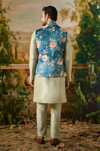 Arihant Rai Sinha Floral Print Nehru Jacket & Kurta Set 