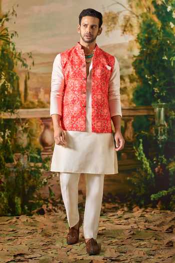 Arihant Rai Sinha Bandhani Print Nehru Jacket & Kurta Set