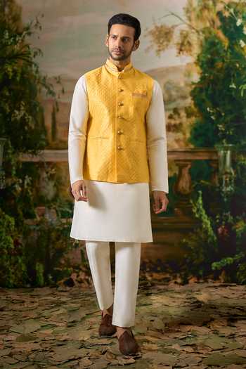Arihant Rai Sinha Pintucked Nehru Jacket & Kurta Set