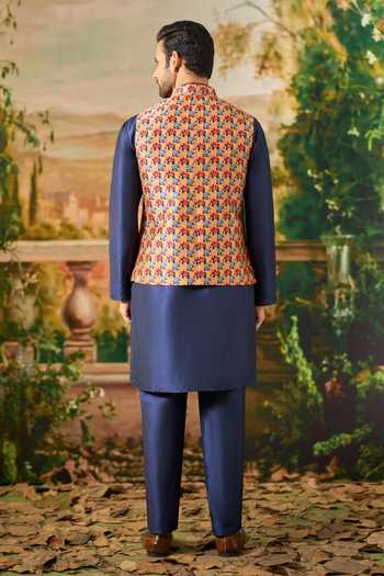 Arihant Rai Sinha Elephant Print Nehru Jacket & Kurta Set