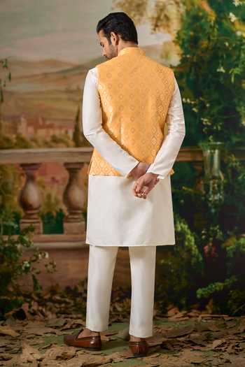 Arihant Rai Sinha Geometric Woven Nehru Jacket & Kurta Set