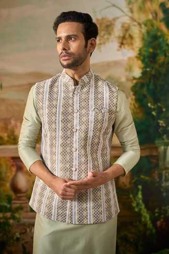 Buy Arihant Rai Sinha Green Silk, Rayon Embroidered Nehru Jacket And Kurta Set Online at Aza Fashions Buy_Arihant Rai Sinha_Green Silk, Rayon Embroidered Nehru Jacket And Kurta Set _Online_at_Aza_Fashions