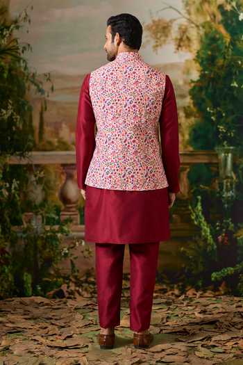 Arihant Rai Sinha Paisley Print Nehru Jacket & Kurta Set 
