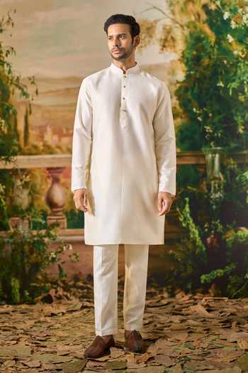 Buy_Arihant Rai Sinha_White Silk Sequin Embroidered Nehru Jacket And Kurta Set _Online_at_Aza_Fashions