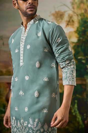 Arihant Rai Sinha Green Silk Dori Embroidered Kurta Set at Aza Fashions Arihant Rai Sinha_Green Silk Dori Embroidered Kurta Set _at_Aza_Fashions