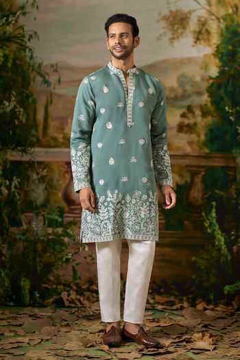 Buy Arihant Rai Sinha Green Silk Dori Embroidered Kurta Set Buy_Arihant Rai Sinha_Green Silk Dori Embroidered Kurta Set