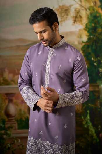 Buy Arihant Rai Sinha Purple Silk Embroidered Kurta And Pant Set Buy_Arihant Rai Sinha_Purple Silk Embroidered Kurta And Pant Set