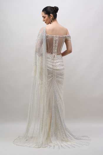Tarun Tahiliani Pre-Draped Concept Saree With Embroidered Bodysuit 