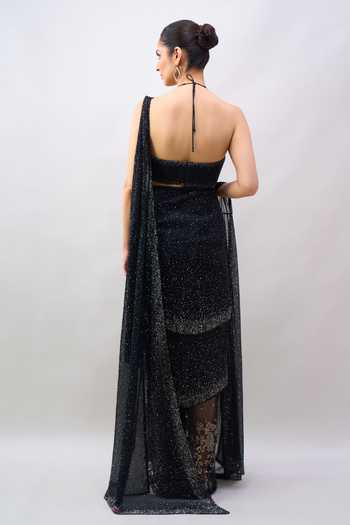 Tarun Tahiliani Embroidered Pre-Draped Lehenga Saree Set