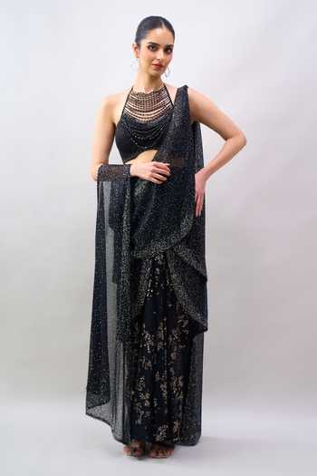 Tarun Tahiliani Embroidered Pre-Draped Lehenga Saree Set