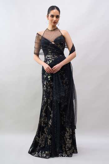 Tarun Tahiliani Embroidered Pre-Draped Saree With Corset