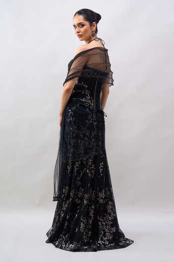 Tarun Tahiliani Embroidered Pre-Draped Saree With Corset