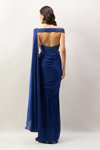 Amit Aggarwal Pre-Draped Saree With Embroidered Blouse