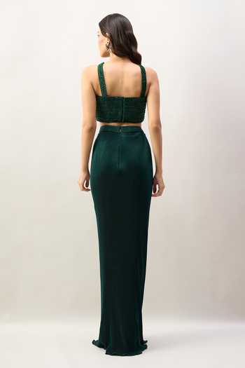 Amit Aggarwal Balloon Cape Draped Skirt Set
