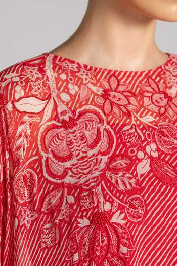 Shop_Namrata Joshipura_Red Georgette Round Neck Paisley Print Tunic _Online_at_Aza_Fashions