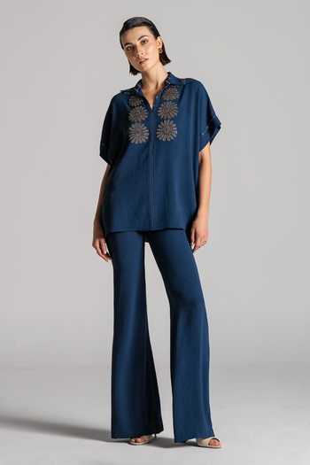 Namrata Joshipura Textured Embroidered Top & Pant Set 