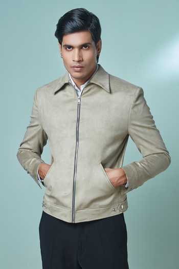 Buy Sven Suits Beige Suede Bomber Jacket And Pant Set Buy_Sven Suits_Beige Suede Bomber Jacket And Pant Set
