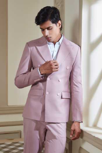 Shop Sven Suits Purple Suiting Double Breasted And Pant Set Online at Aza Fashions Shop_Sven Suits_Purple Suiting Double Breasted And Pant Set _Online_at_Aza_Fashions