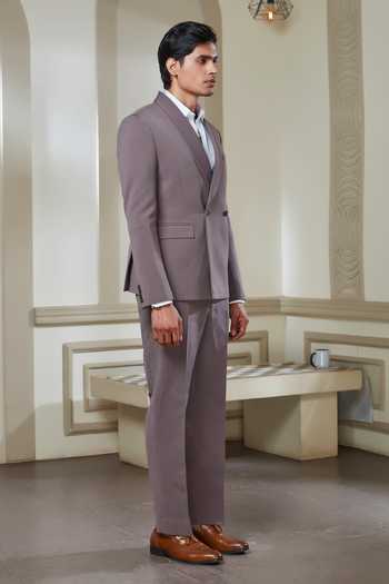 Buy_Sven Suits_Purple Polyester Double-breasted Suit And Pant Set _Online_at_Aza_Fashions