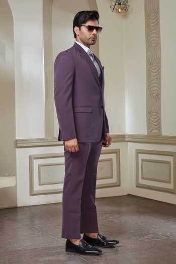 Buy Sven Suits Purple Polyester Suit And Waistcoat Set Online at Aza Fashions Buy_Sven Suits_Purple Polyester Suit And Waistcoat Set _Online_at_Aza_Fashions