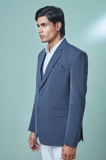 Buy Sven Suits Blue Polyester Suit Pant Set Online at Aza Fashions Buy_Sven Suits_Blue Polyester Suit Pant Set _Online_at_Aza_Fashions