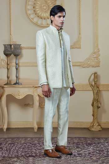 Sven Suits Ivory Silk Embroidered Jacket And Kurta Set Online at Aza Fashions Sven Suits_Ivory Silk Embroidered Jacket And Kurta Set _Online_at_Aza_Fashions