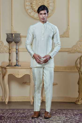 Buy Sven Suits Ivory Silk Embroidered Jacket And Kurta Set Online at Aza Fashions Buy_Sven Suits_Ivory Silk Embroidered Jacket And Kurta Set _Online_at_Aza_Fashions