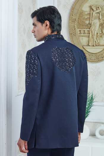 Sven Suits Jacquard Embroidered Sherwani Jacket & Pant Set 