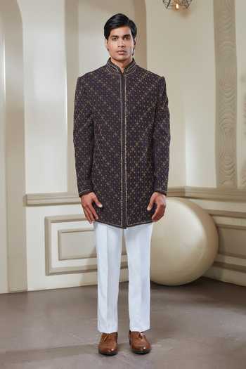 Sven Suits Threadwork Embroidered Sherwani & Pant Set 