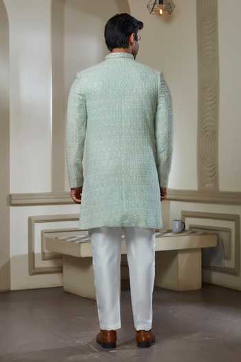 Sven Suits Embroidered Silk Sherwani & Pant Set 