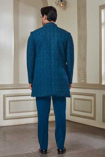 Sven Suits Mirror Work Embroidered Jacket & Pant Set 