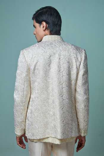 Sven Suits Embroidered Silk Bandhgala Set 