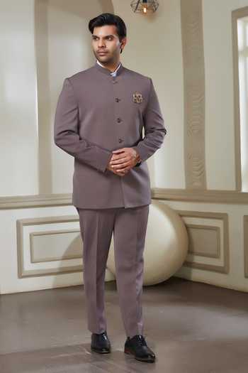 Sven Suits Polyester Bandhgala & Pant Set 