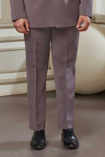 Buy_Sven Suits_Purple Polyester Brooches Bandhgala And Pant Set _Online_at_Aza_Fashions