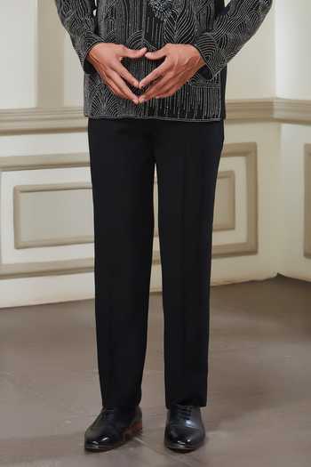 Sven Suits Black Polyester Embroidery Bandhgala And Pant Set Online at Aza Fashions Sven Suits_Black Polyester Embroidery Bandhgala And Pant Set _Online_at_Aza_Fashions