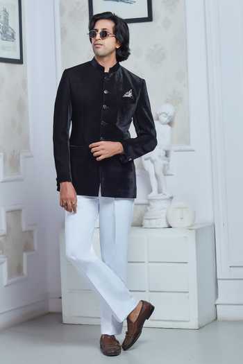 Sven Suits Velvet Bandhgala & Pant Set 