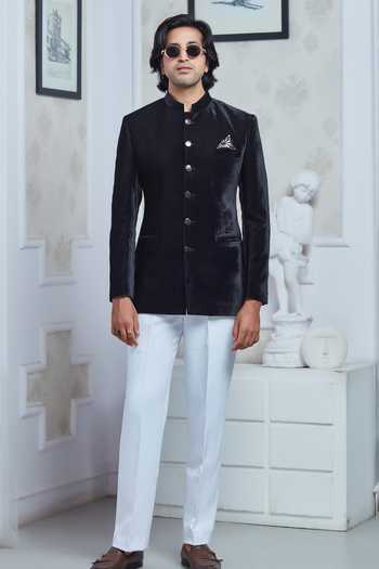 Sven Suits Velvet Bandhgala & Pant Set 