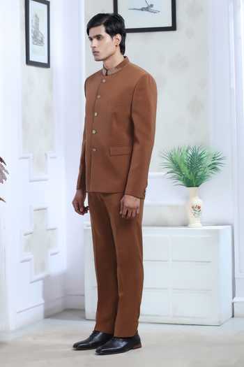 Sven Suits Cutdana Embroidered Bandhgala & Pant Set 