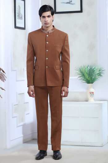Sven Suits Cutdana Embroidered Bandhgala & Pant Set 