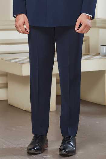 Sven Suits Blue Polyester Embroidery, Brooches Bandhgala And Pant Set Online at Aza Fashions Sven Suits_Blue Polyester Embroidery, Brooches Bandhgala And Pant Set _Online_at_Aza_Fashions