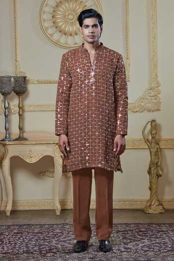 Sven Suits Sequin Embroidered Kurta & Pant Set 