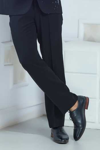 Sven Suits_Black Polyester Embroidered Tuxedo Set _Online_at_Aza_Fashions