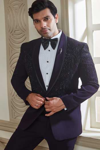 Buy Sven Suits Purple Polyester Embroidered Suit Set Online at Aza Fashions Buy_Sven Suits_Purple Polyester Embroidered Suit Set _Online_at_Aza_Fashions