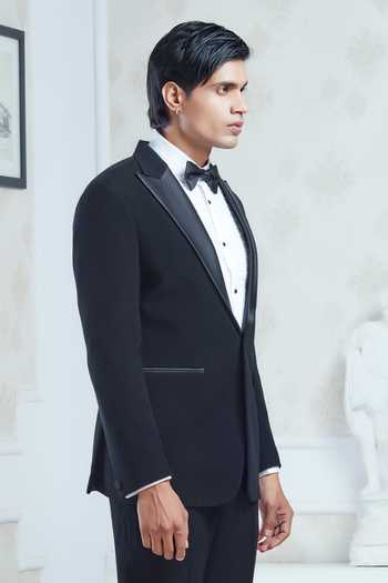 Buy_Sven Suits_Black Polyester Tuxedo Set _Online_at_Aza_Fashions