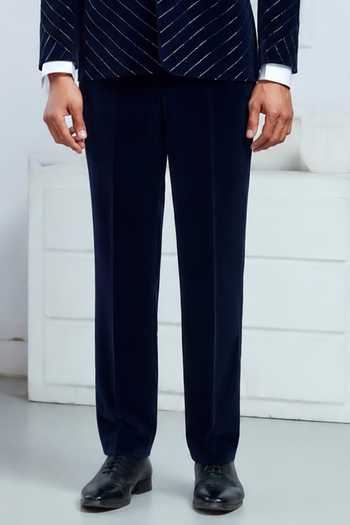 Sven Suits_Blue Velvet Embroidered Tuxedo Set _Online_at_Aza_Fashions