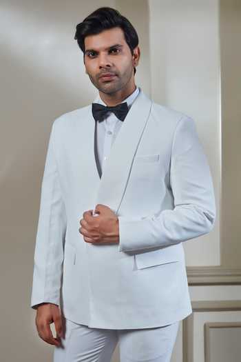 Sven Suits White Polyester Tuxedo Set Online at Aza Fashions Sven Suits_White Polyester Tuxedo Set _Online_at_Aza_Fashions